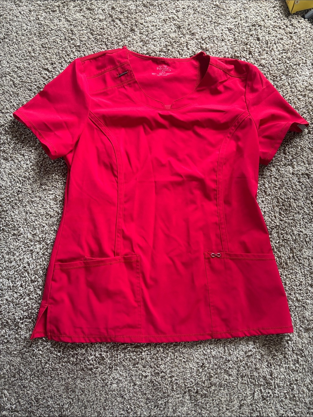Cherokee Women's Red Round Neck Scrub Top